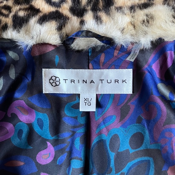 Trina Turk Leopard Faux Fur Ovecoat XL - Picture 5 of 7